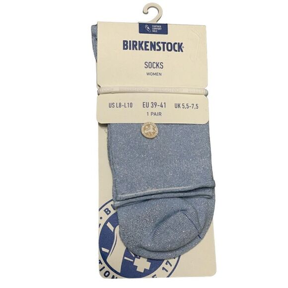 Birkenstock Cotton Sole Bling Skyway Blue Socks - Picture 2 of 4